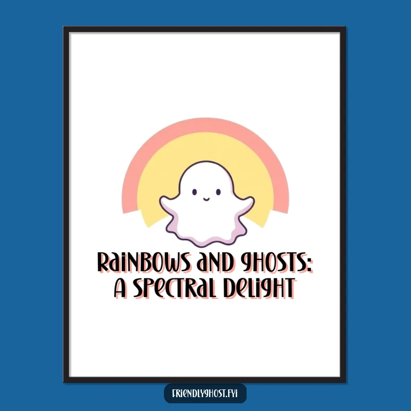 Free Printable Rainbow Ghost Wall Art - Funny Ghosty Downloadable Gift