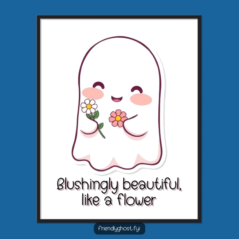 Free Printable Wall Art: Blushing Ghost & Flower Decor for a Sweet, Funny Space
