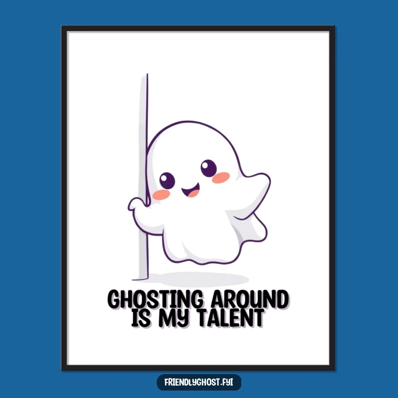 Free Printable Wall Art: Charming Ghost Peeking Hilariously - Funny Downloadable Decor