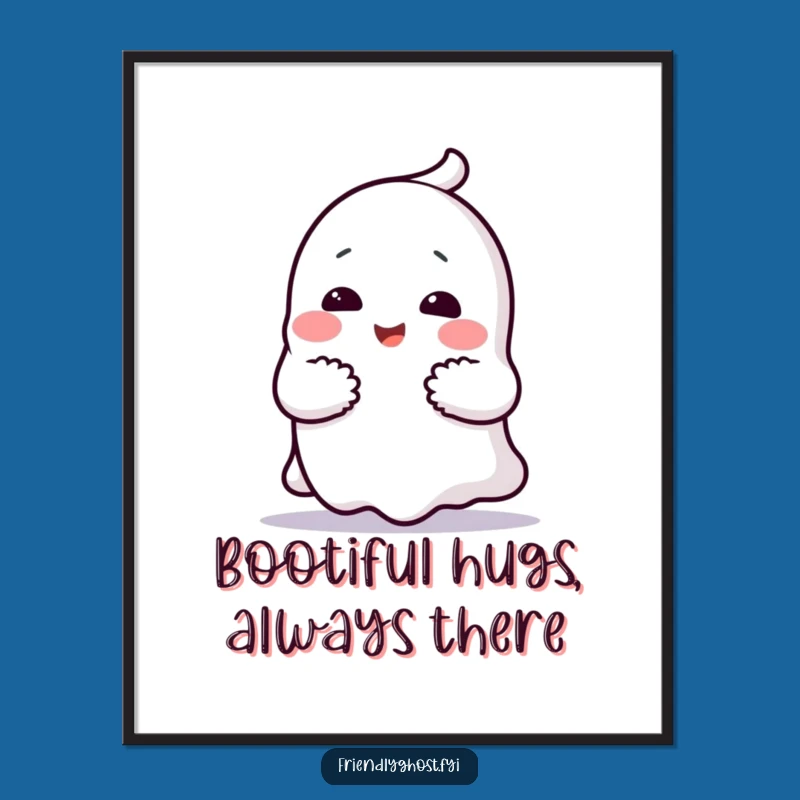 Free Printable Wall Art: Cheerful Ghost Hug Decor for a Cozy, Funny Space