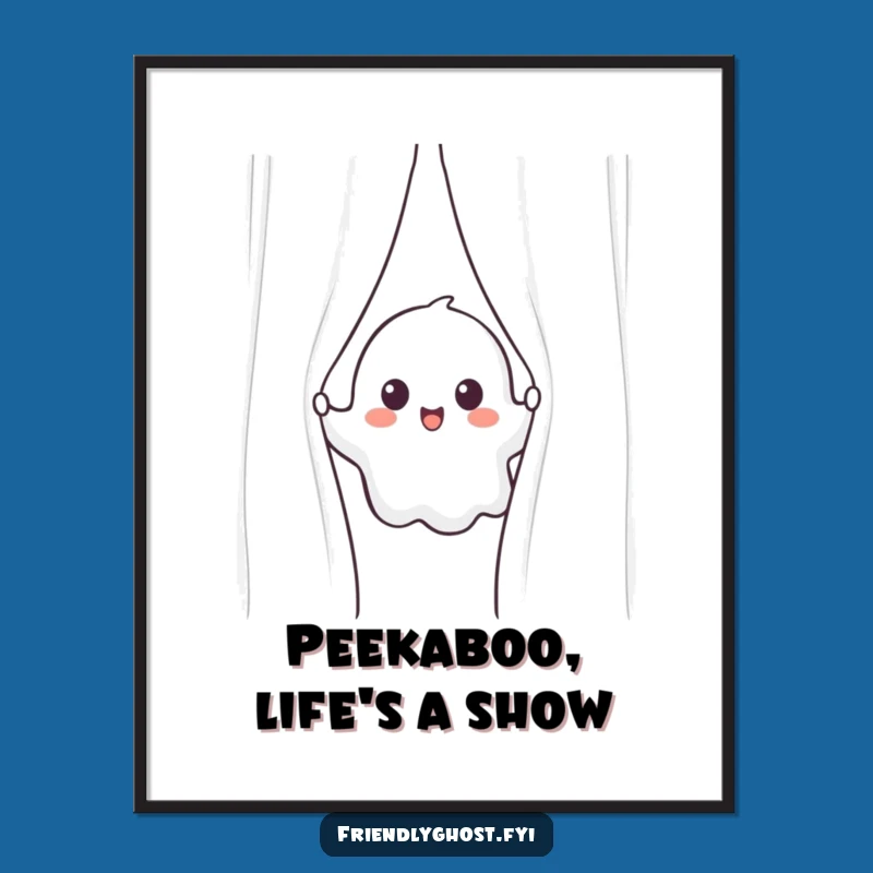 Free Printable Wall Art: Ghost Peeking Curtain Downloadable Art