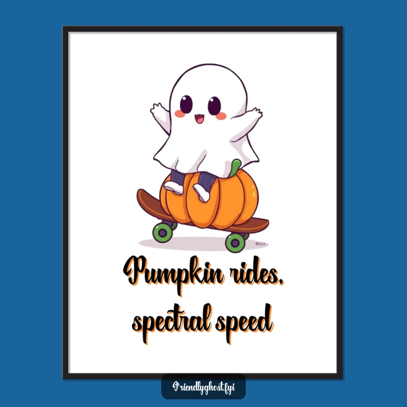 Free Printable Wall Art: Ghost Pumpkin Skater Downloadable Art for Fun Decor