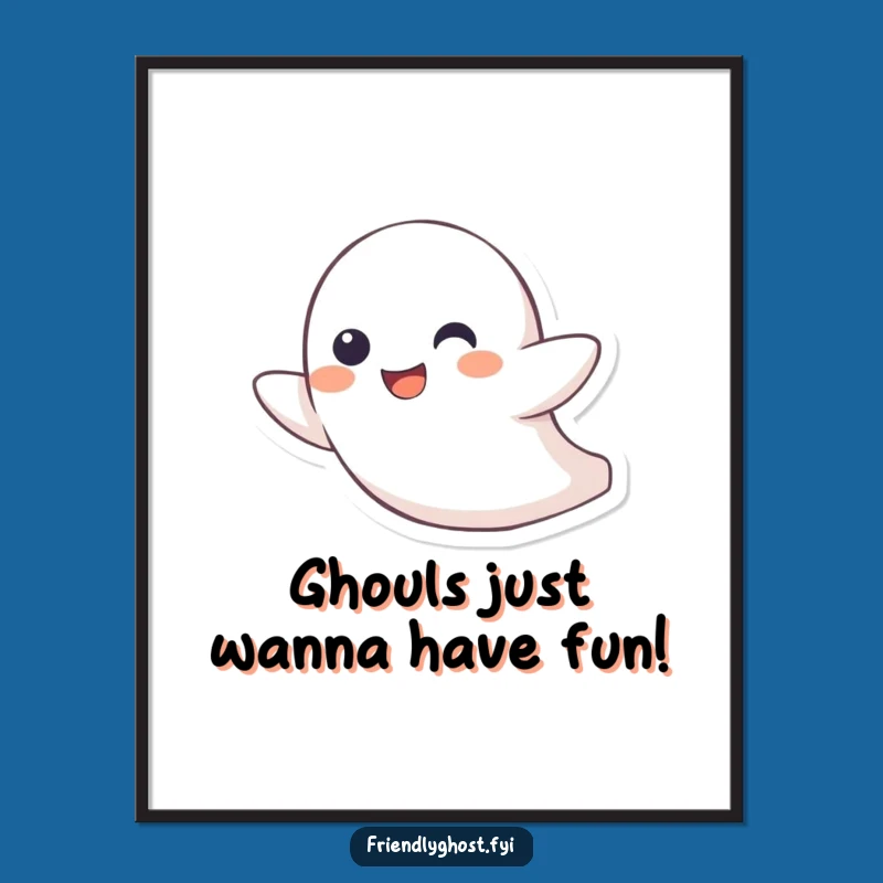Funny Free Printable Wall Art: Zippy Ghost Character - Quirky Downloadable Decor