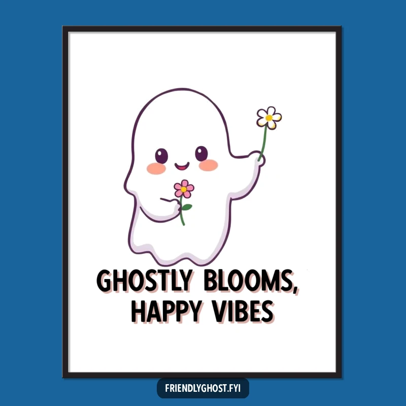 Free Printable Wall Art: Cute Ghost Flower Downloadable Art for Cozy Spaces