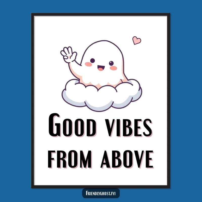 Free Printable Wall Art: Friendly Ghost Cloud Funny Cute Downloadable Art