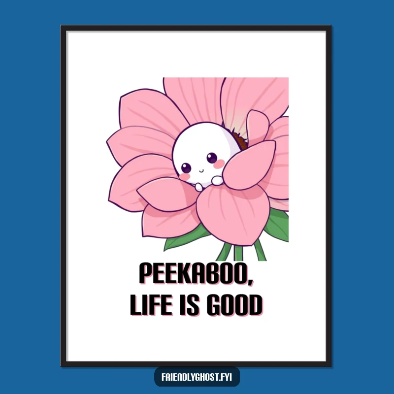 Funny Free Printable Wall Art: Shy Ghost Flower Peek - Downloadable Decor Gift