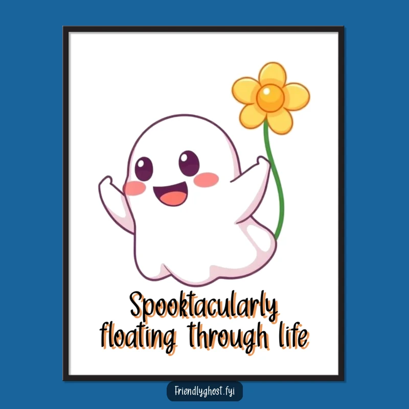 Free Printable Ghost Booping Flower Art - Funny Halloween Downloadable Decor