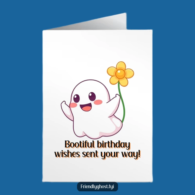 Free Printable Ghost Booping Flower Birthday Card - Funny Downloadable Gift