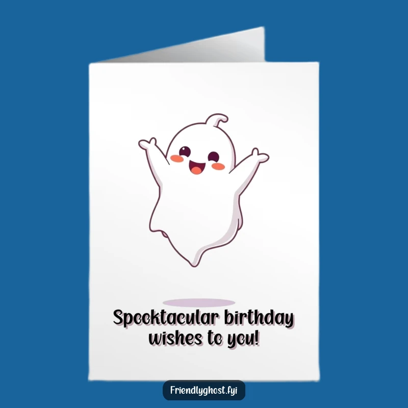 Free Printable Birthday Card: Funny Ghost Somesault, Perfect Downloadable Gift!