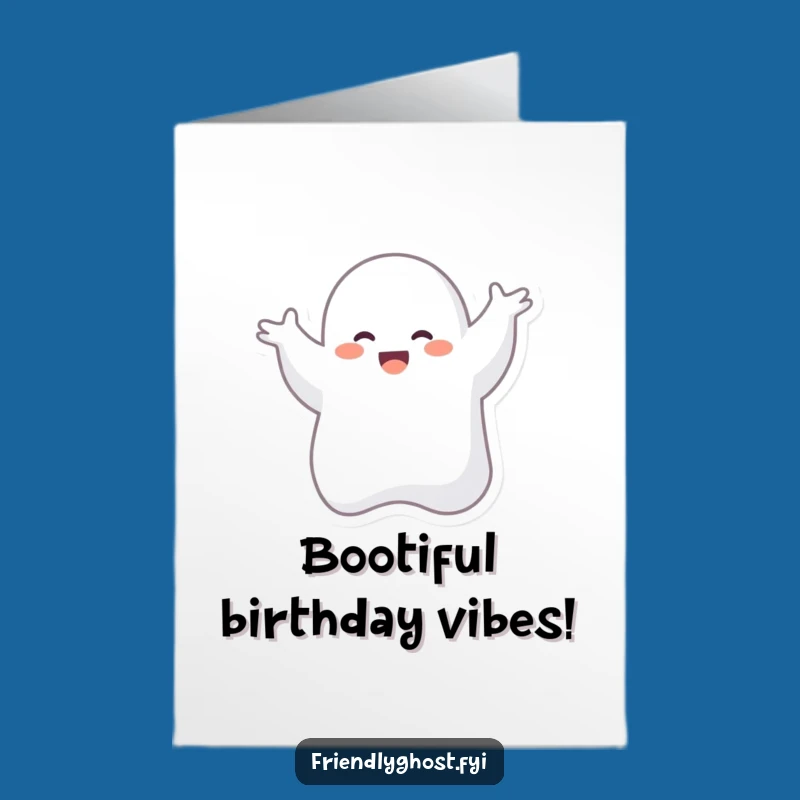 Free Printable Birthday Card: Giggling Ghost Silly Dance Funny Downloadable Greeting