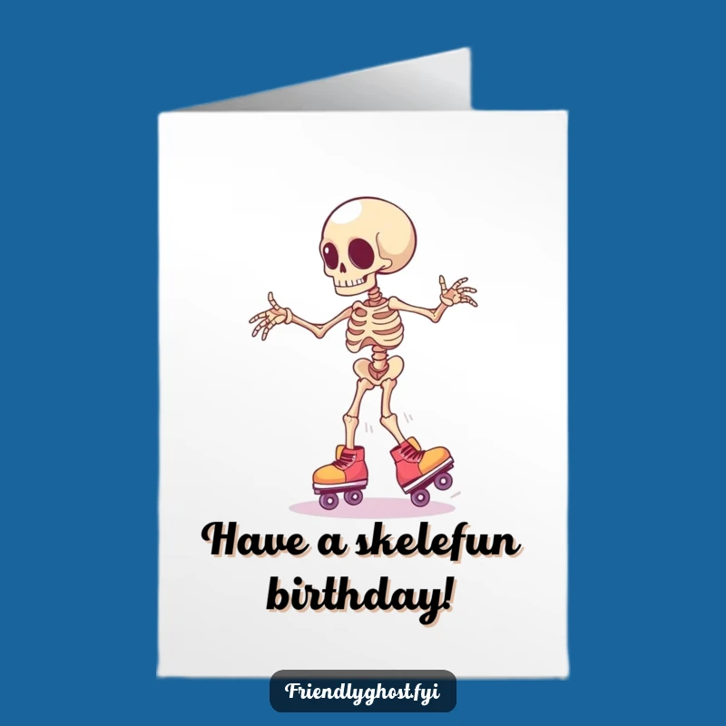 Free Printable Birthday Card: Skeleton Skater Wobble Funny Downloadable Gift