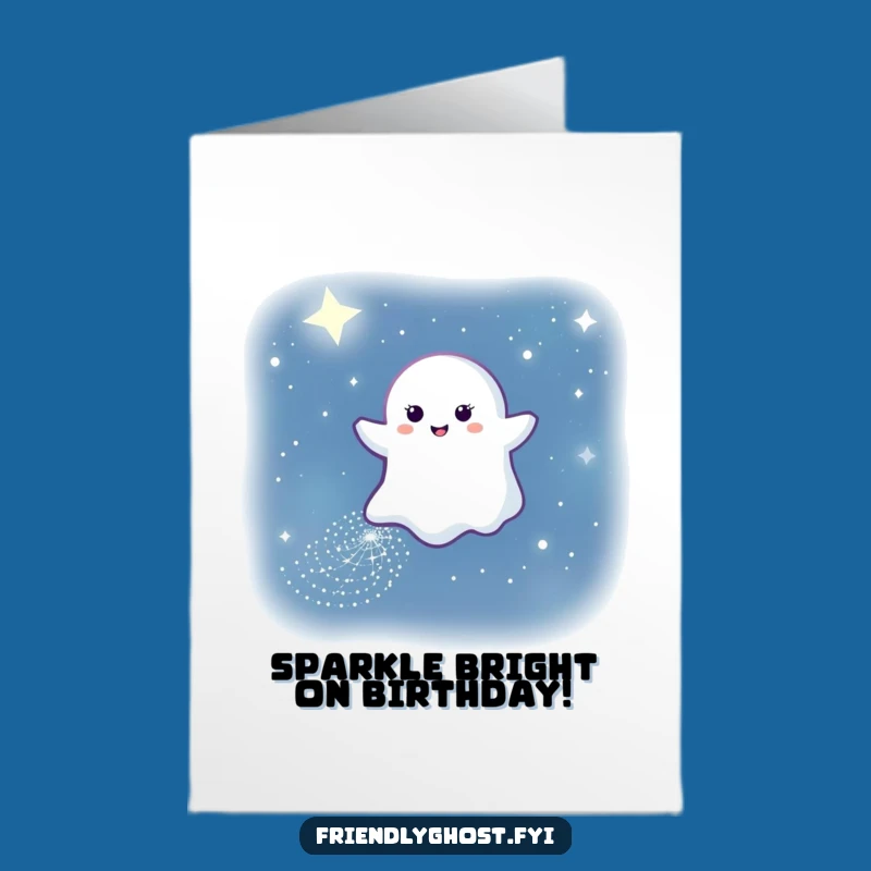 Free Printable Birthday Card: Sparkling Ghost Night Sky Funny Downloadable Gift