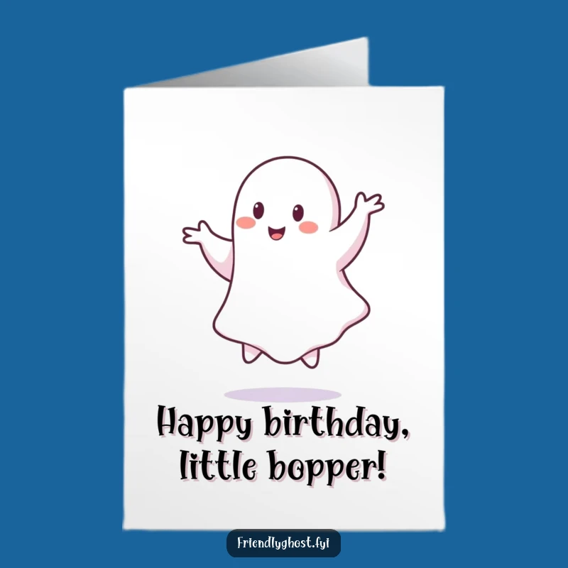 Free Printable Birthday Card: Playful Ghost Pirouette - Funny Downloadable Dance Gift