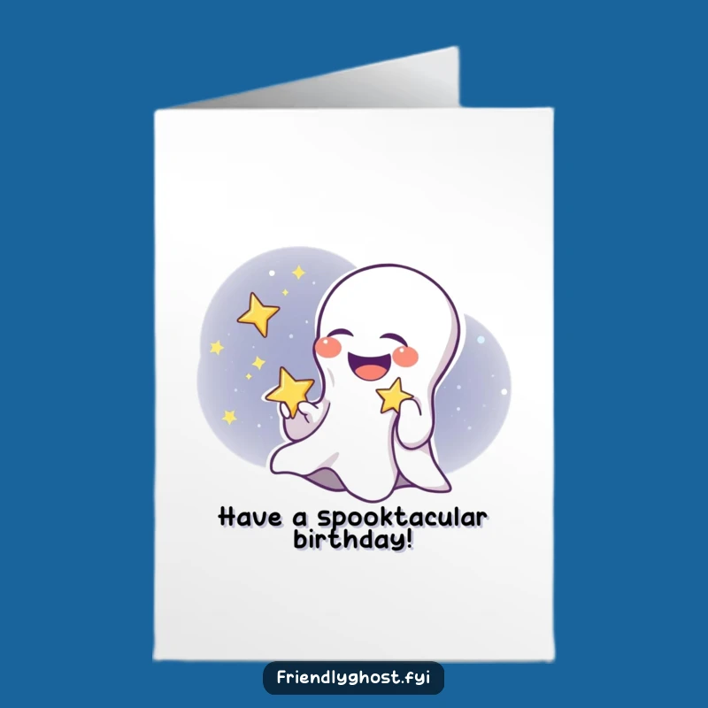 Free Printable Birthday Card: Giggle Ghost Star Funny Downloadable