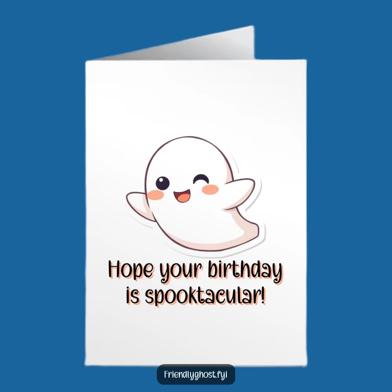 Free Printable Birthday Card: Playful Ghost Zipping - Funny Spooky Celebration Gift