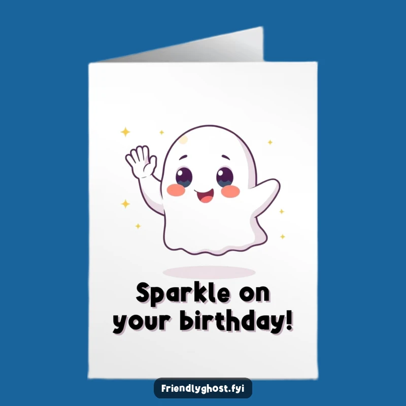 Free Printable Birthday Card: Ghost Sparkle Trail Fun Downloadable Gift
