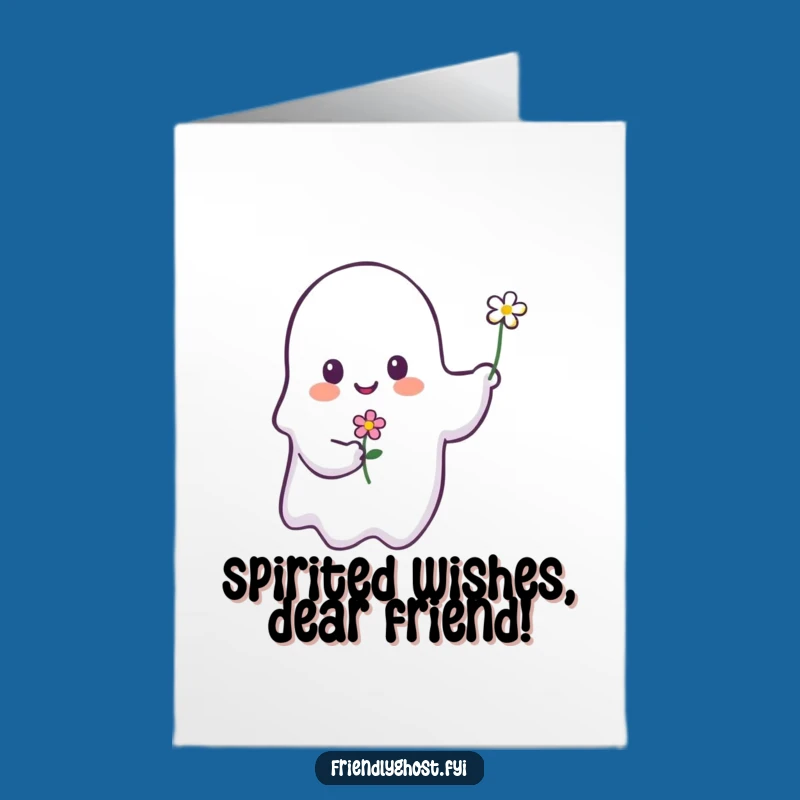 Free Printable Birthday Card: Sweet Ghost Flower Funny Downloadable Gift for Her