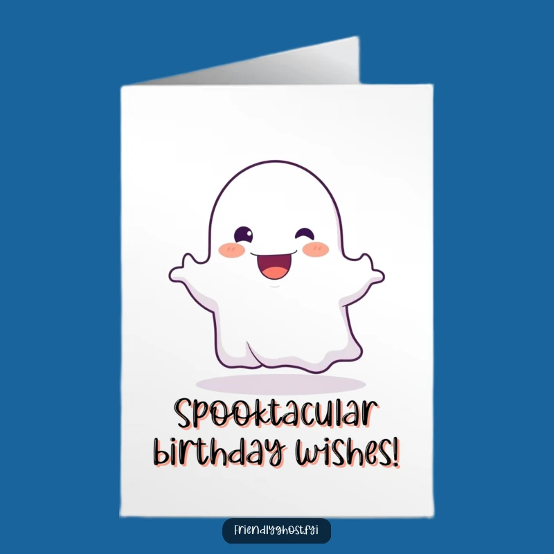 Funny Ghost Boo Birthday Card Free Printable: Happy Grinning Downloadable Gift