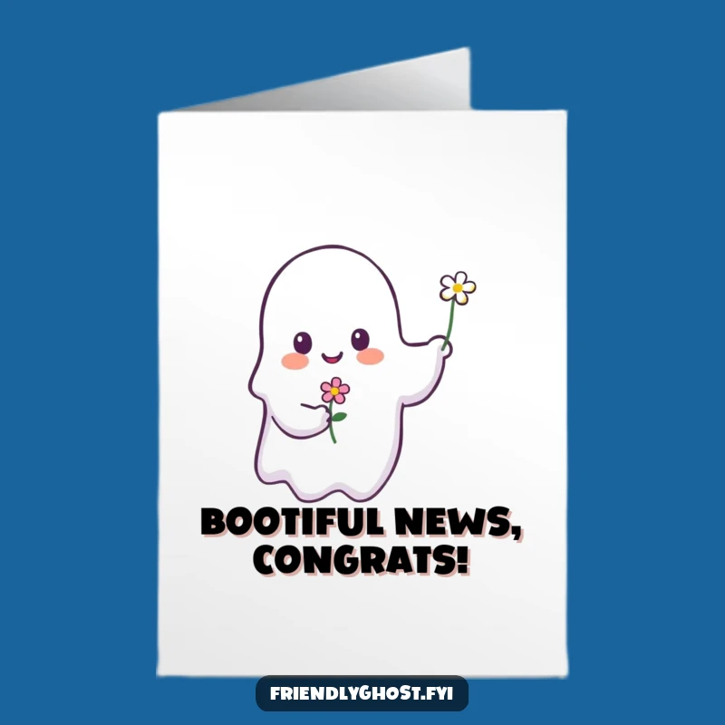 Free Printable Congrats Card: Adorable Ghost Flower for Your Big Achievement