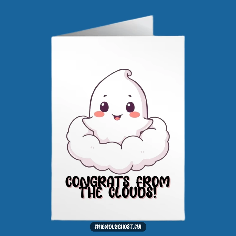 Free Printable Congrats Card: Ghost Cloud Peek, Joyful Gift!