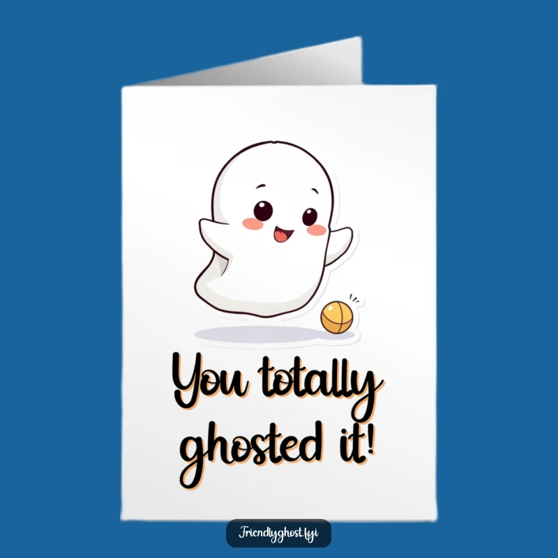Free Printable Congrats Card: Bouncing Ghost, Playful Downloadable Gift