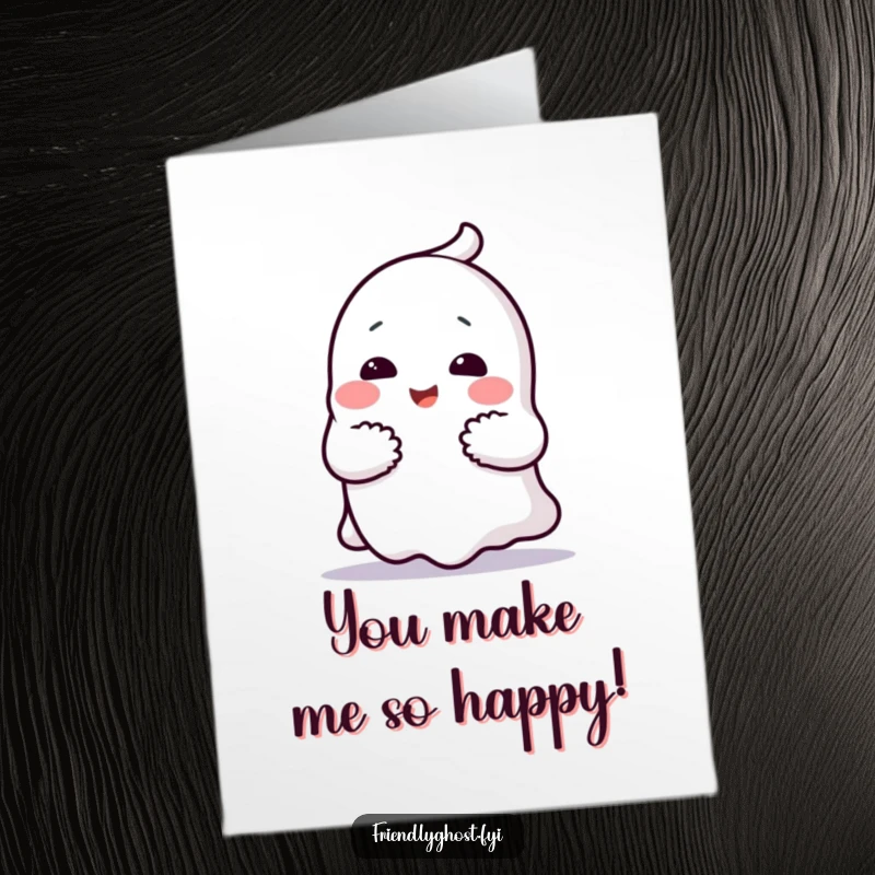 Funny Free Printable Congratulations Card: A cheerful ghost character offering a gentle, comforting hug with its spectral arms.