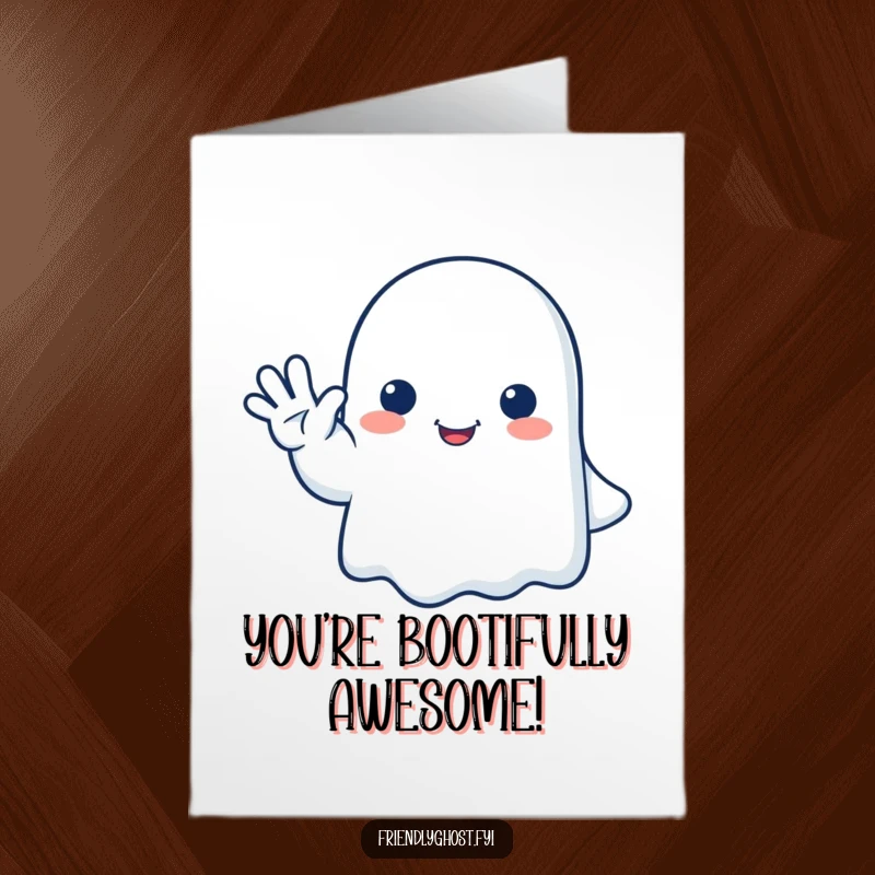 Funny Free Printable Congratulations Card: A cheerful ghost waving a friendly goodbye, celebrating their success.