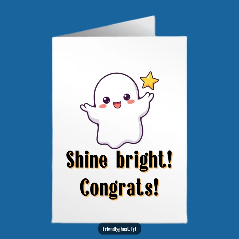 Free Printable Congrats Card: Ghost & Star Achievement Funny Downloadable Gift