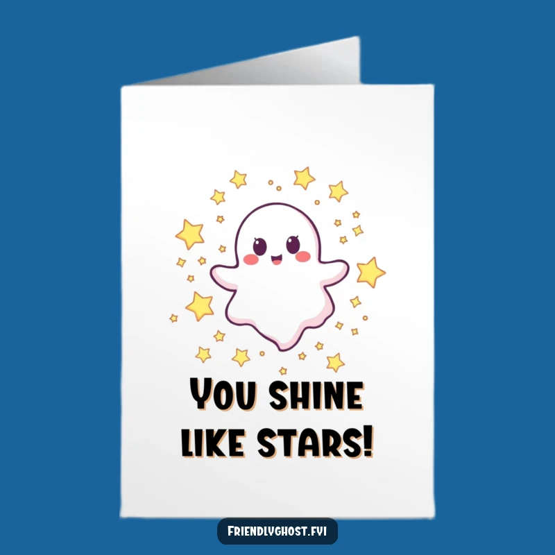 Free Printable Congrats Card: Happy Ghost Stars - Funny Downloadable Celebration Gift