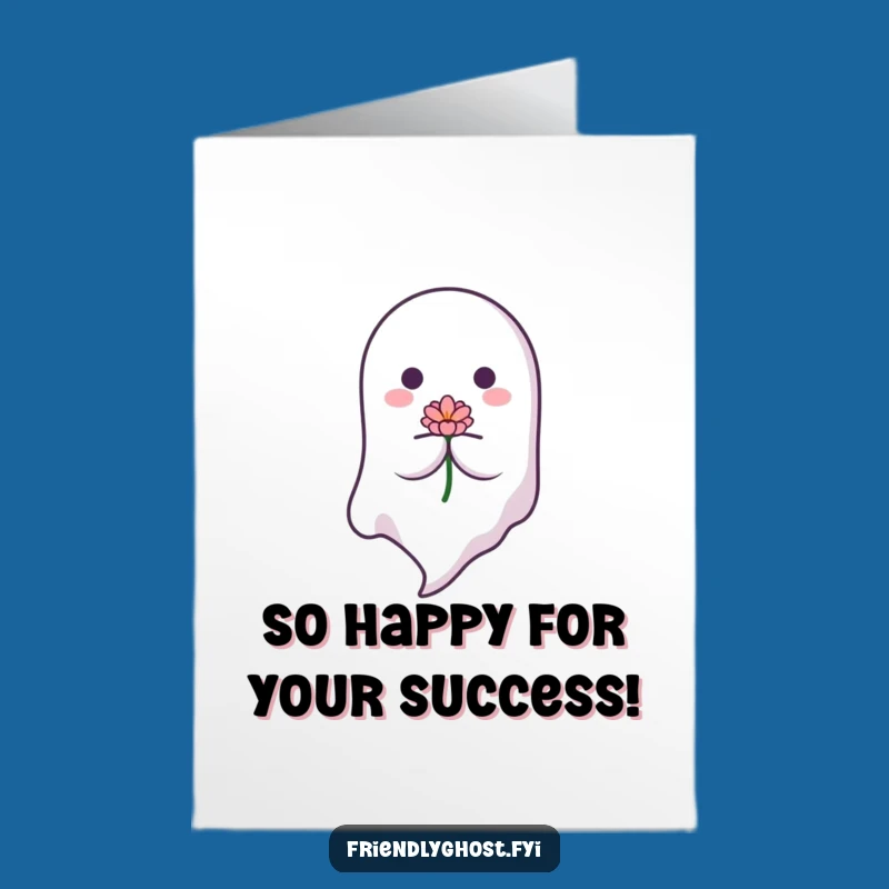Free Printable Congratulations Card: Gentle Ghost with Flower, Sweet Congrats Gift