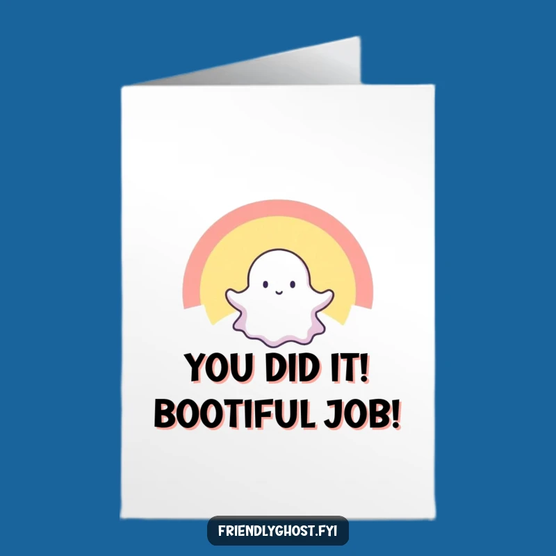 Free Printable Ghost Rainbow Congrats Card - Funny Ghosty Downloadable Gift