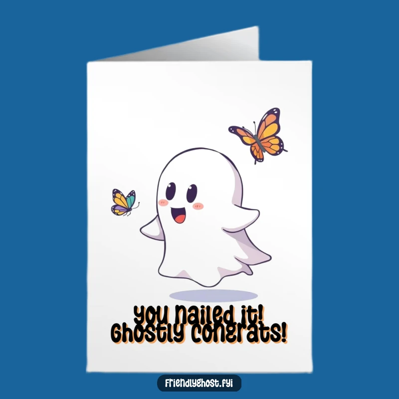 Free Printable Congrats Card: Hilarious Ghost Butterfly Chase Downloadable Gift