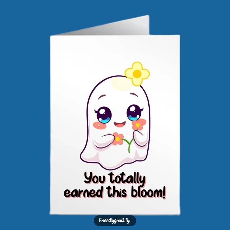 Free Printable Congrats Card: Ghost's Glowing Flower, Joyful Gift!
