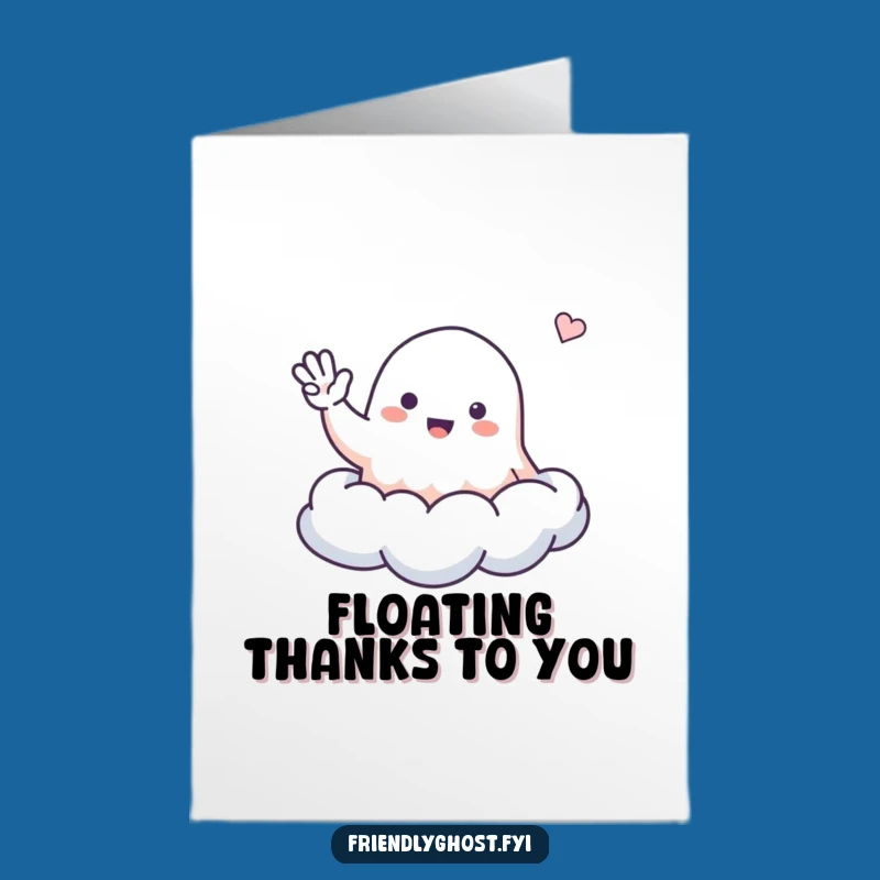 Free Printable Thank You Card: Friendly Ghost Cloud Funny Downloadable Gift