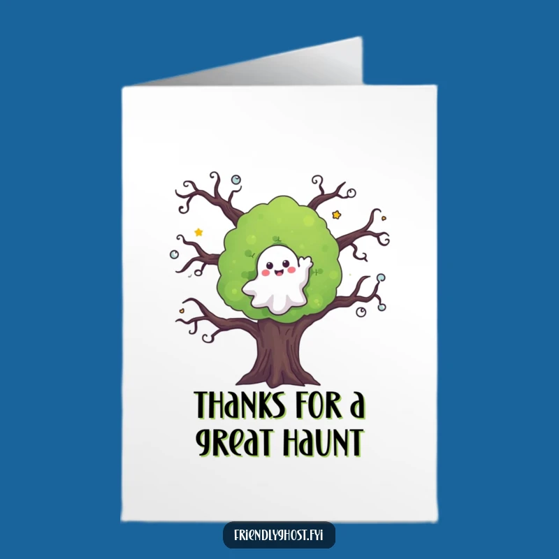 Free Printable Thank You Card: Ghost Tree Waves Thanks Funny Downloadable