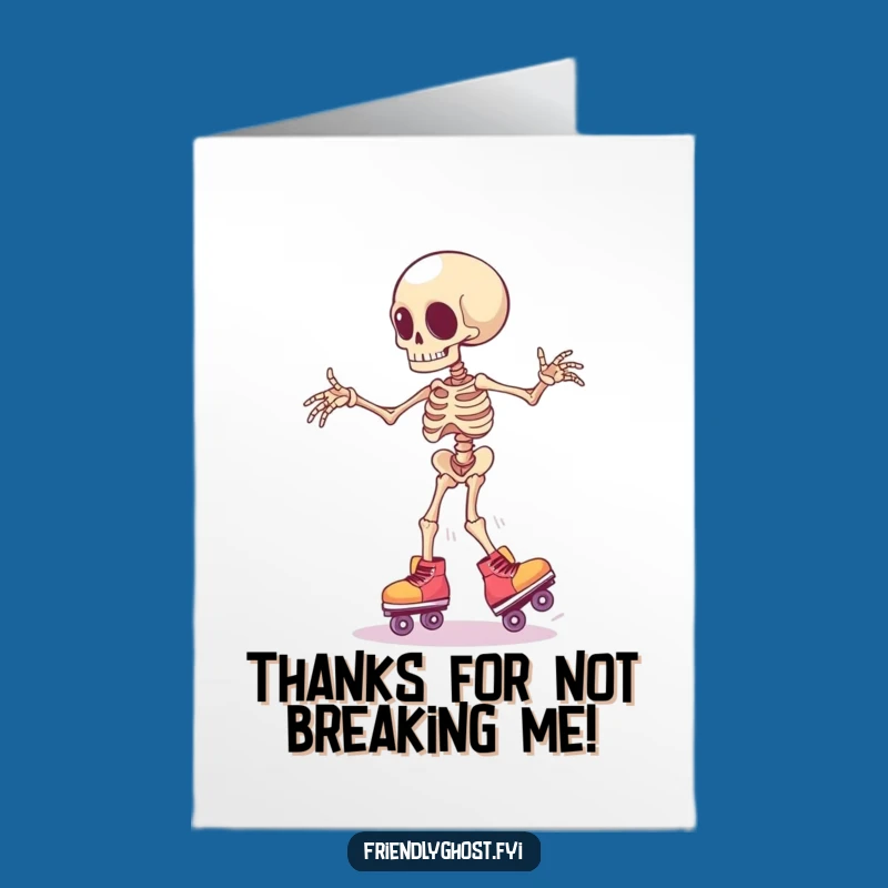 Free Printable Thank You Card: Skeleton Skater Grace Funny Downloadable
