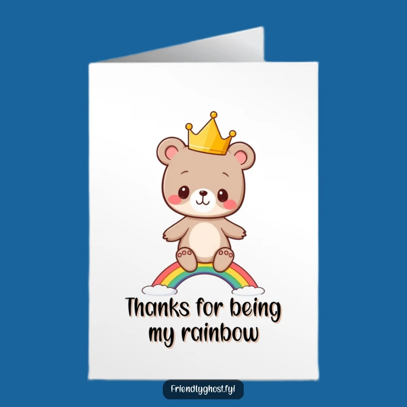 Free Printable Thank You Card: Funny Bear Cub Rainbow - Downloadable Gratitude!
