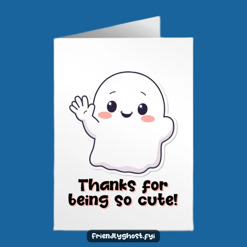Thank You Kawaii Ghost Card Free Printable: Grateful Wave Downloadable Gift