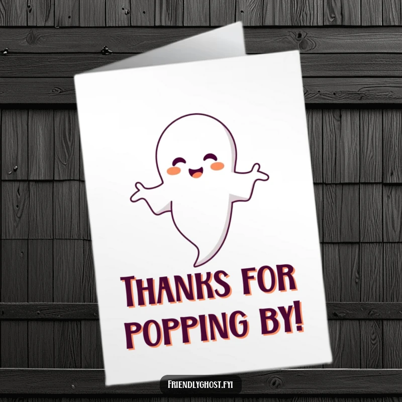 Funny Free Printable Thank You Card: A cheerful ghost character offers a warm embrace to a shimmering bubble, expressing gratitude, print at home.