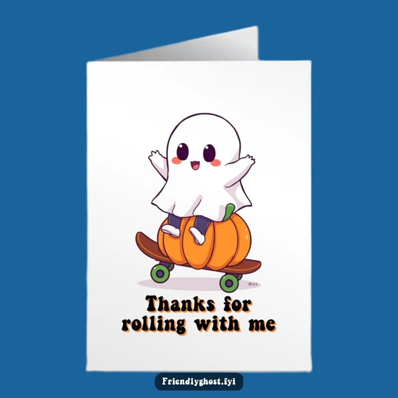Free Printable Thank You Card: Ghost Pumpkin Skater Thanks Funny Downloadable
