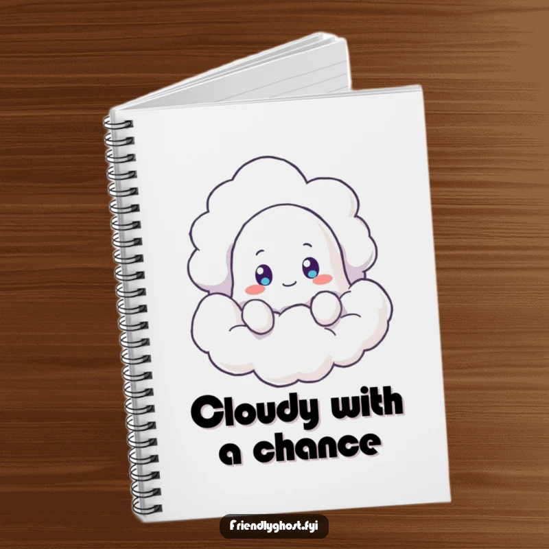 Funny Ghost Cloud Notebook: A curious ghost peeks from a cloud, inviting you to fill its pages with notes. A sweet funny gift for journal keepers.