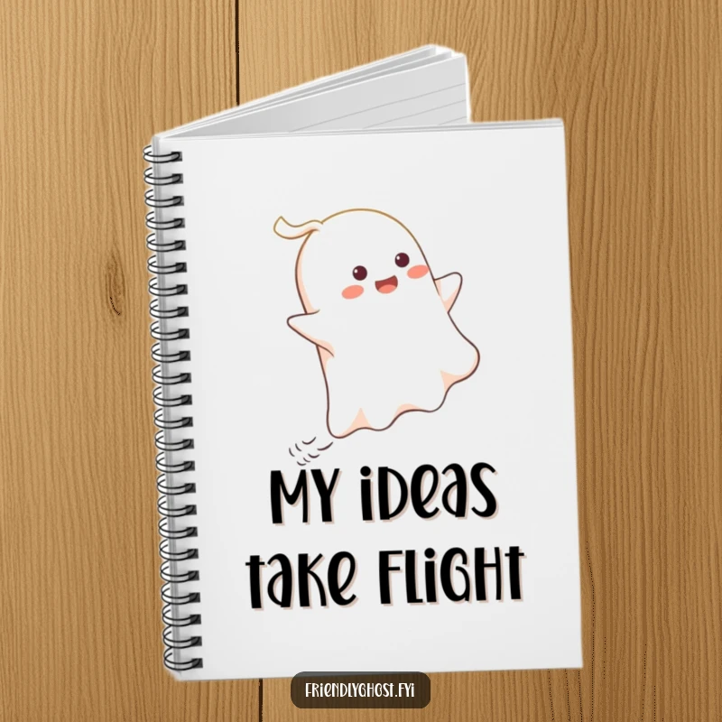 Funny Ghost Wind Rider Notebook: A cheerful ghost gleefully rides a playful gust of wind, perfect for capturing ideas with a touch of humor.