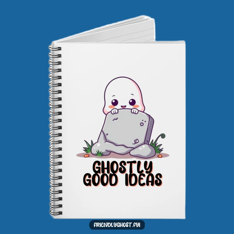 Funny Ghost Peeking Tombstone Notebook - Cute Spooky Journal for Halloween Ideas