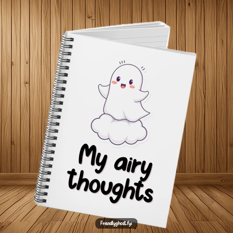 Funny Ghost Cloud Rider Notebook: Cheerful spirit riding a tiny cloud, ideal for jotting down whimsical ideas.