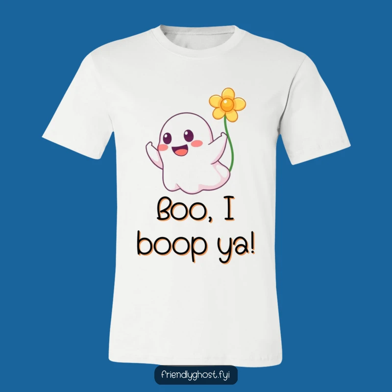 Funny Ghost Booping Flower Tee - Playful Spirit Graphic T-Shirt Gift