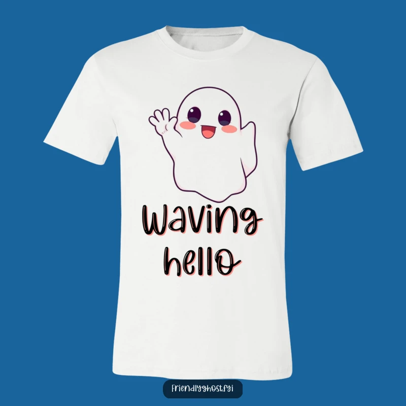 Funny Cute Ghost Waving T-Shirt: Spread Spectral Smiles Everywhere You Go