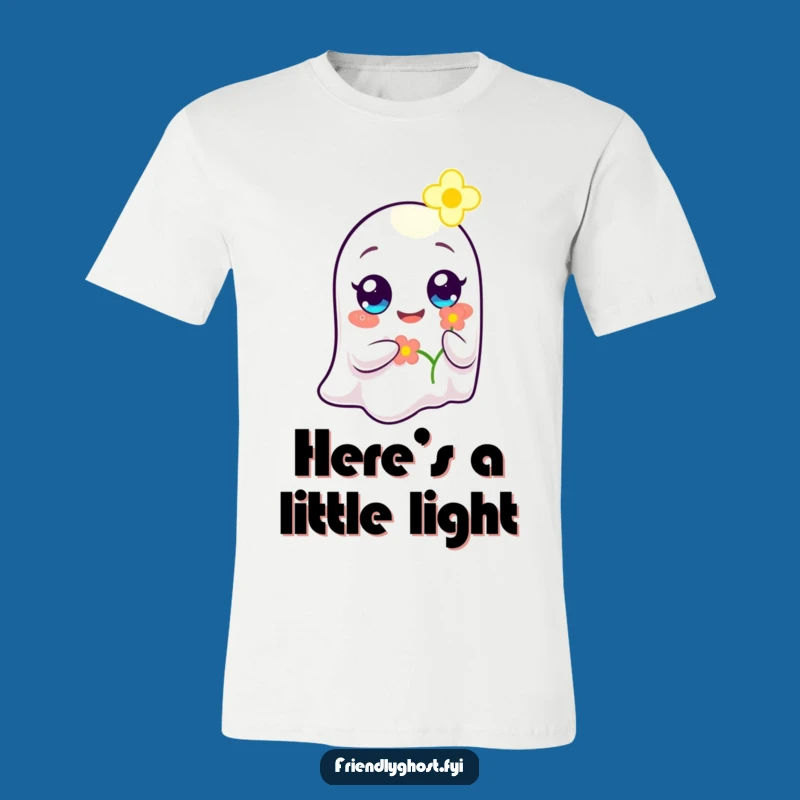 Funny Ghost Flower Bearer T-Shirt: Sweet Character, Comical Tee for Kind Hearts