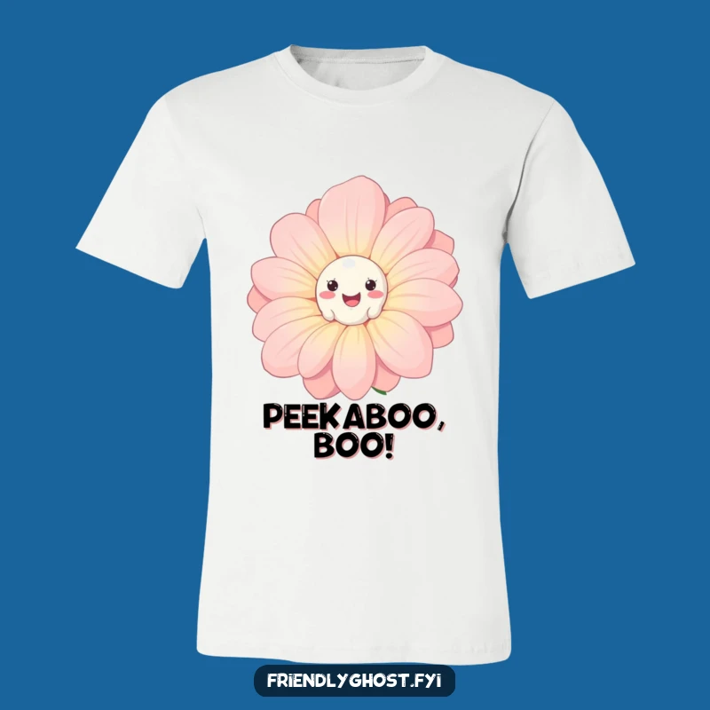 Funny Ghost Flower T-Shirt: Whimsical Spooky Peek Design for Humorous Wear