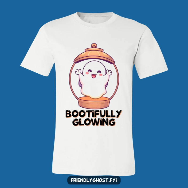 Funny Ghost Lantern Tee: Cheerful Waving Phantom Shirt, Ideal Spooky Gift