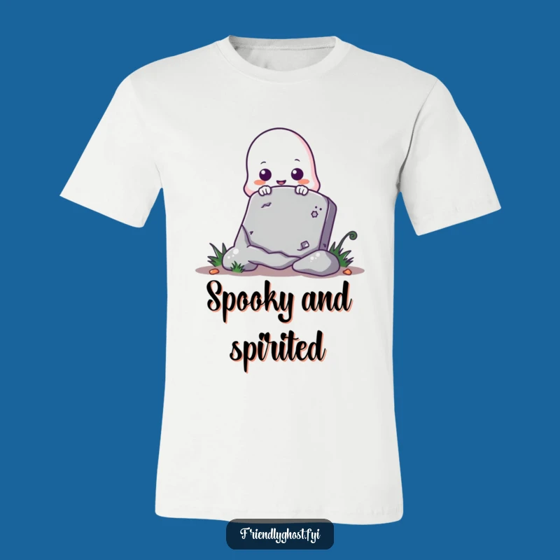 Funny Ghost Peeking Tombstone T-Shirt - Adorable Halloween Tee for Spooky Fun
